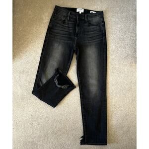 Frame Le Nouveau Straight Denim Gray wash Cotton Frayed Jeans Size 28